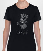 LIVLØS - Black T-shirt with White Deer (girls)