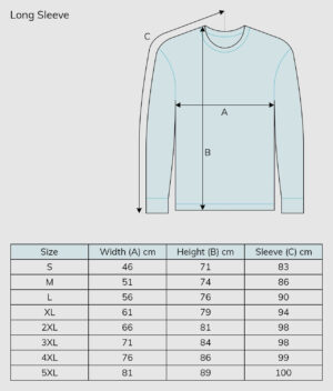 Sizeguide long sleeve