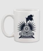 Guldexpressen logo coffeemug mockup navy