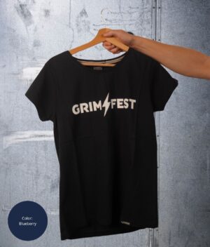 Grimfest blueberry womens logo tee