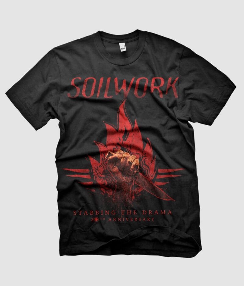 Soilwork stabbing the drama 25th anniversary t shirt front