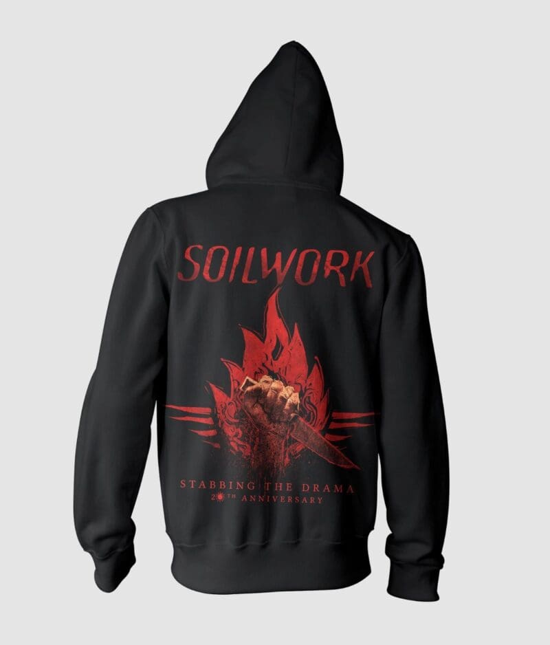 Soilwork stabbing the drama 25th anniversary hoodie back
