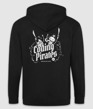 Coding pirates frivillig hoodie zip black back