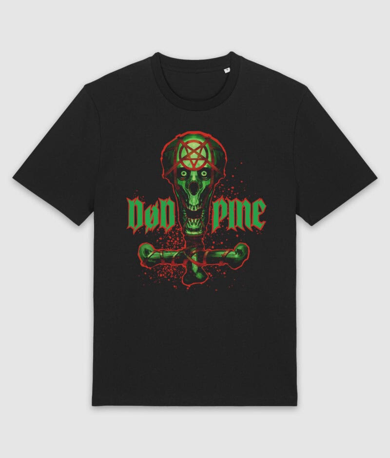 Doed og pine pentaskull tshirt black front