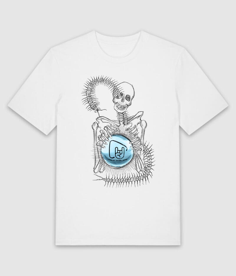 Ladm skelet logo tshirt white mockup