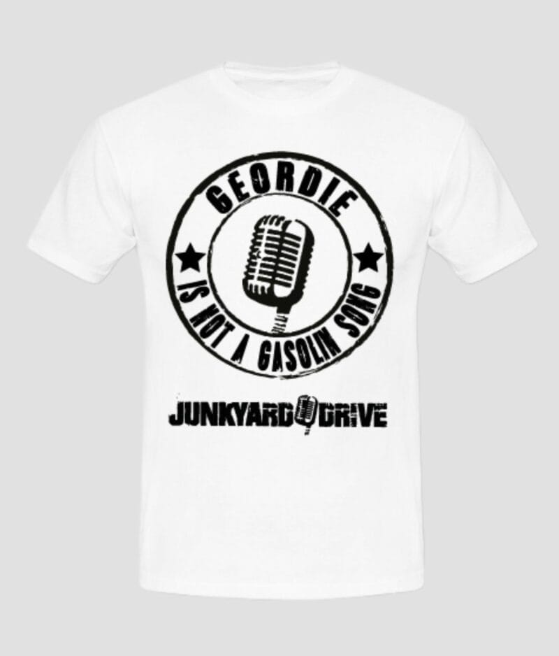 Junkyard drive geordie white tshirt front